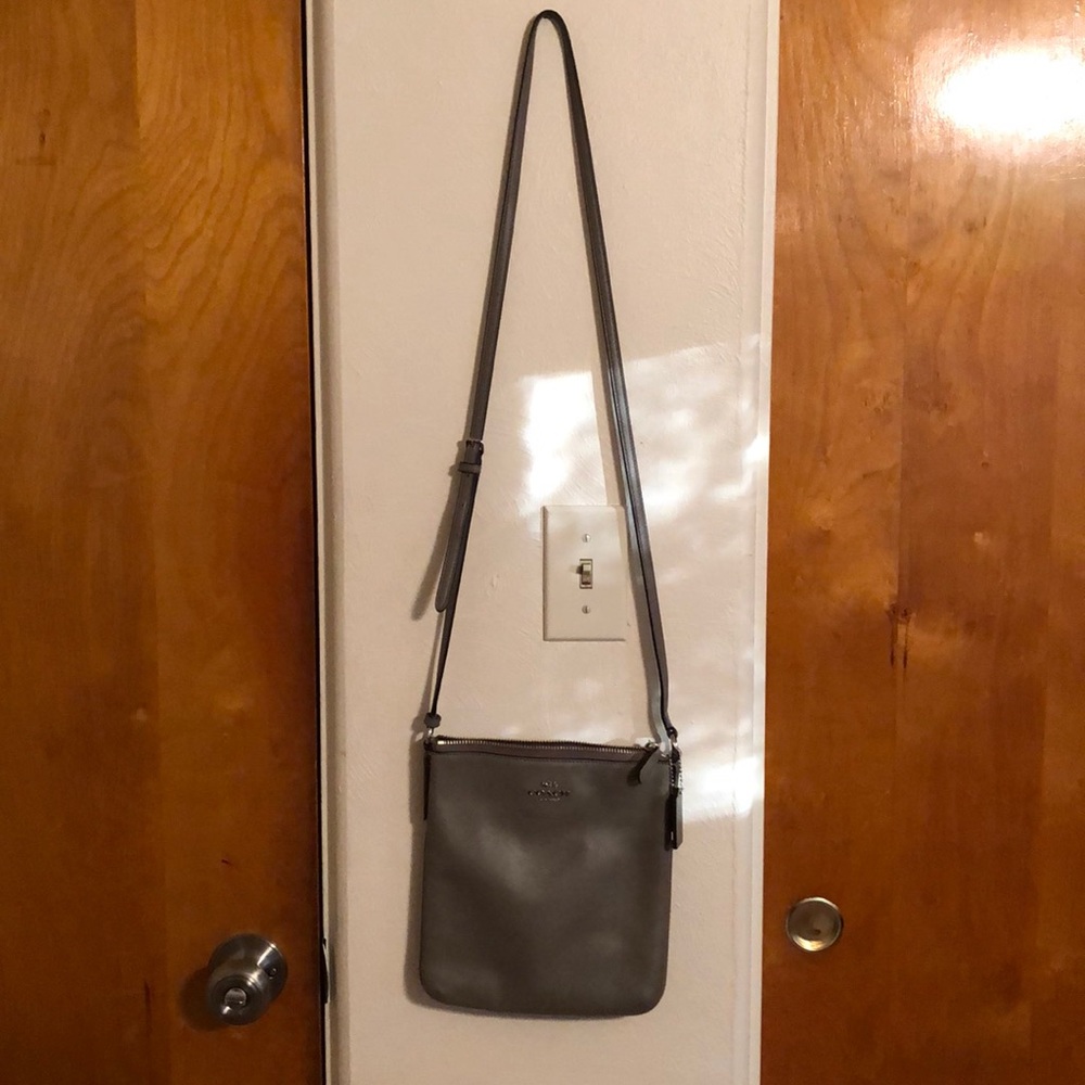 Grey Soft Leather Coach Crossbody